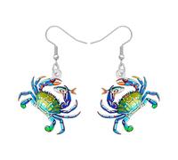 DOWAY Boucles d'oreilles pendantes en forme de crabe de mer en acrylique, bijoux d'été, bijoux d'été, cadeaux pour femme, maman, amoureux de la plage, Medium, Acrylique, Pas de gemme