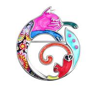 DOWAY Broche en émail floral Chat Cadeaux en émail Broche Chat pour Femmes Bijoux Chat de Mode, Émail, Grès