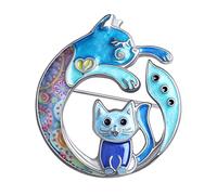 DOWAY Broche en émail motif chat floral pour femme, émail, Grès