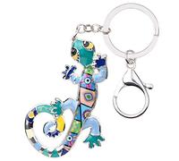 DOWAY Enamel Cute Lizard Gecko Keychain Keyring Charm For Handbags Purses Bags Belts Decor Gift (Bleu)