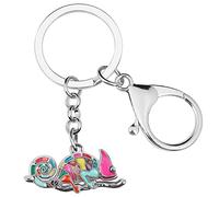 DOWAY Enamel Cute Lizard Gecko Keychain Keyring Charm For Handbags Purses Bags Belts Decor Gift (Caméléon Fuscia)