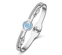 DOWAY Joli bracelet mexicain en acier inoxydable contre le mauvais œil - Bijoux pour femmes et filles - Protection des yeux porte-bonheur - Cadeau Pulseras, Medium, Acier inoxydable, Strass