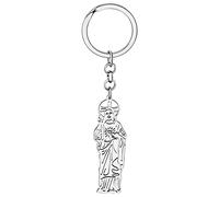 DOWAY Porte-clés Croix Jésus En Acier Inoxydable Porte-clés Vierge Marie Guadalupe pour Femme Filles Cadeaux Religieux (Plaqué Argent Jésus B)