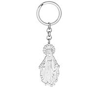 DOWAY Porte-clés Croix Jésus En Acier Inoxydable Porte-clés Vierge Marie Guadalupe pour Femme Filles Cadeaux Religieux (Vierge Marie Argent B)