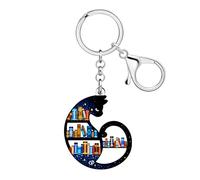 DOWAY Porte-clés en acrylique en forme d'animaux - Accessoires de livres - Cadeaux pour les amateurs de livres, les femmes, les bibliothèques et les lecteurs, noir, Medium