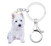 DOWAY Porte-clés en acrylique - Motif : Sweet West Highland White Terrier - Pour sacs, sacs à main, ceintures, boucles - Cadeau pour femme - blanc - Medium