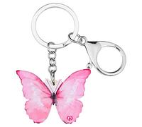 DOWAY Porte-clés Morpho/Morphidae en acrylique avec breloque en forme de papillon pour femme et fille - rose - Medium