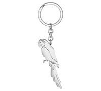 DOWAY Porte-clés perroquet en forme d'ara mignon pour clés de voiture, sac à main, pendentif oiseau, Acier plaqué argent A, 53mm x 24mm
