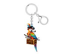 DOWAY Porte-clés perroquet tropical en acrylique - Bijoux de pirate - Cadeau pour femme et fille, coloré, M
