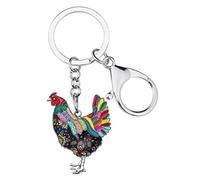DOWAY Porte-clés Poule De La Ferme Cadeaux Poule Charms Pendentifs pour Porte-clés De Voiture Cadeaux pour Femme Filles (Arc-En-Ciel)