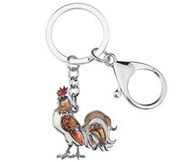 DOWAY Porte-clés Poule De La Ferme Cadeaux Poule Charms Pendentifs pour Porte-clés De Voiture Cadeaux pour Femme Filles (Marron)