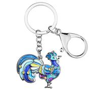 DOWAY Porte-clés Poule De La Ferme Cadeaux Poule Charms Pendentifs pour Porte-clés De Voiture Cadeaux pour Femme Filles (Océan)