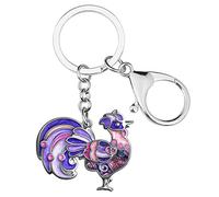 DOWAY Porte-clés Poule De La Ferme Cadeaux Poule Charms Pendentifs pour Porte-clés De Voiture Cadeaux pour Femme Filles (Violet)