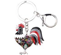 DOWAY Porte-clés Poule De La Ferme Cadeaux Poule Charms Pendentifs pour Porte-clés De Voiture Cadeaux pour Femme Filles (Ténèbres)