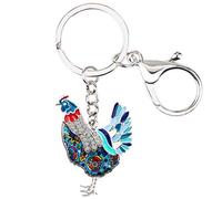 DOWAY Porte-clés Poule De La Ferme Cadeaux Poule Charms Pendentifs pour Porte-clés De Voiture Cadeaux pour Femme Filles (Bleu)