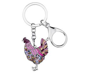DOWAY Porte-clés Poule De La Ferme Cadeaux Poule Charms Pendentifs pour Porte-clés De Voiture Cadeaux pour Femme Filles (Iris)