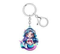 DOWAY Porte-clés sirène anime pour femme, porte-clés sirène en acrylique, accessoires pour sac à main, sac à dos, bleu, Medium