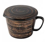 Dowbom Bol à ramen en céramique avec poignée et couvercle, grande tasse à nouilles avec couvercle, bol à soupe profond, passe au micro-ondes (noir, 887 ml)