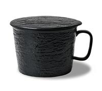 Dowbom Bol à soupe avec couvercle, 1200 ml, bol à ramen en porcelaine, passe au micro-ondes, pour nouilles instantanées, grande tasse à soupe (noir)