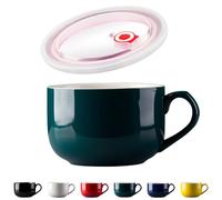 Dowbom Bol à soupe avec couvercle, bol à ramen en porcelaine, bol à nouilles instantanées pour micro-ondes (vert)