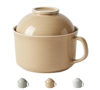 Dowbom Bol à soupe avec couvercle, bol à ramen en porcelaine de 1 000 ml, passe au micro-ondes instantané, grande tasse à soupe (kaki)