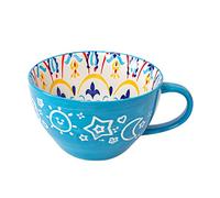 Dowbom Bol à soupe avec poignée, bol micro-ondes 400ml, bol en céramique pour petit-déjeuner, bol à bouillon (Bleu-C)