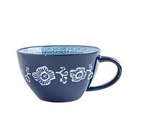 Dowbom Bol à soupe avec poignée, bol micro-ondes 400ml, bol en céramique pour petit-déjeuner, bol à bouillon (Bleu-B)