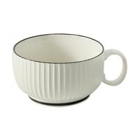 Dowbom Bol à soupe en céramique avec tasse à soupe micro-ondes 450ml, petite tasse à soupe en céramique (Blanc-B)