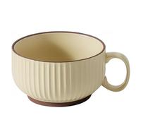 Dowbom Bol à soupe en céramique avec tasse à soupe micro-ondes de 450 ml, petite tasse à soupe en céramique (jaune)