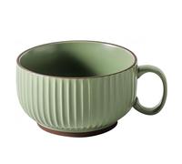 Dowbom Bol à soupe en céramique avec tasse à soupe micro-ondes de 450 ml, petite tasse à soupe en céramique (Vert-A)
