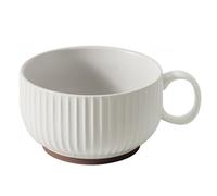 Dowbom CeramicSoup Tasse avec bol à soupe micro-ondes de 450 ml, tasse à soupe en céramique petit bol à soupe (Blanc-A)