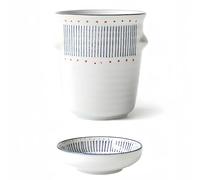 Dowbom Égouttoir à couverts japonais en céramique pour baguettes, égouttoir à couverts avec poignée, support de baguettes pour cuisine (bleu, 10,2 cm)