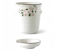 Dowbom Égouttoir à couverts japonais en céramique pour baguettes, égouttoir à couverts avec poignée, support de baguettes pour cuisine (fleur, 10,2 cm)