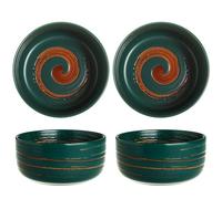 Dowbom Lot de 4 bols à céréales, bols à soupe de style japonais - Passe au micro-ondes - Bol à riz - Bol à céréales en céramique - Vert - 800 ml