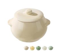 Dowbom Petit bol à soupe avec couvercle, 450 ml, passe au four, au micro-ondes, à la soupe et au bouillon (beige)