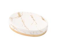 Dowbom Porte-savon ovale en céramique à motif marbre pour savon de bar, porte-savon en porcelaine, porte-savon de style européen (blanc, ovale), FZ001