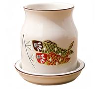 Dowbom Porte-ustensiles de cuisine pour comptoir, cuillère, spatule, pot à ustensiles de cuisine en céramique, porte-couverts, porte-baguettes pour cuisine (A, 10,9 cm), KZT-011