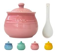 Dowbom Sucrier avec couvercle et cuillère - Pot à sucre coloré - Pot à sucre - Pot à sucre - 600 ml - Rose