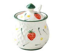 Dowbom Sucrier avec couvercle et cuillère, pot à sucre en porcelaine à motif floral, pot à sel (vert-A)