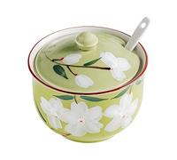 Dowbom Sucrier avec couvercle et cuillère, pot de rangement de 300 ml, pot à sucre, pot à sucre, pot à sucre (vert)
