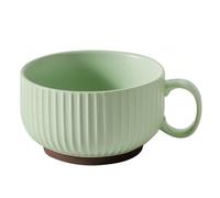 Dowbom Tasse à soupe avec couvercle, 450 ml, bol à soupe pour micro-ondes, tasse à soupe en céramique, petit bol à soupe (vert-B)