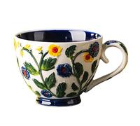 Dowbom Tasse à soupe avec couvercle, 500 ml, bol à soupe pour micro-ondes, tasse à soupe en céramique (bleu, tasse)