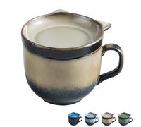 Dowbom Tasse à soupe avec couvercle, bol à soupe pour micro-ondes, 450 ml, tasse à soupe en céramique, bol de petit-déjeuner, tasse à bouillon (Kaki)