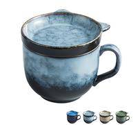 Dowbom Tasse à soupe avec couvercle, bol à soupe pour micro-ondes, 450 ml, tasse à soupe en céramique, bol à petit déjeuner, tasse à bouillon (gris)