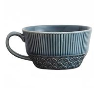 Dowbom Tasse à soupe en céramique avec poignée, tasse à café de 500 ml, bol à céréales profond pour petit déjeuner, tasse à café (bleu, 500 ml)