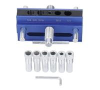 DOWELING JIG KIT AUTOCENTRAGE GOUPILLE JIG BOIS GUIDE DE PERÇAGE SET POUR TROUS DROITS AVEC 6 DOUILLES DOUILLE JIG AVEC FOREUSE BAGUE POUR LES CHARPENTIERS ET DIYERS BLEU