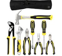 Dowell ensemble de pinces 8 pièces pinces à joint de tranchée clés réglables pinces combinées pinces à long nez pinces à coupe oblique tournevis marteau à griffes avec sac à outils (8 pièces)