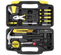 DOWELL Ensemble d'outils à main de 40 pièces jaune avec boîte à outils en plastique, mini kit d'outils de réparation pour femmes, étudiants, usage domestique et plus encore