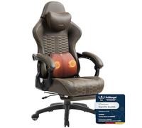 Dowinx Big and Tall Chaise de gaming ergonomique en cuir synthétique avec support lombaire et repose-pieds Marron 180 kg