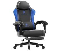 Dowinx Chaise de gamer, ergonomique, avec soutien lombaire, en cuir synthétique et polycarbonate, dossier élargi, charge maximale de 150 kg, bleue